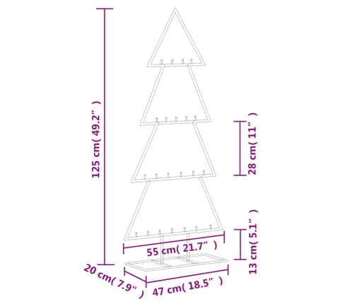 Árbol de Navidad para decoración metal negro 125 cm