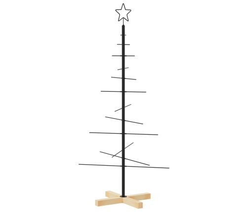 Árbol de Navidad metal negro con base de madera 120 cm