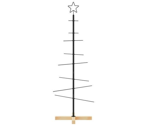 Árbol de Navidad metal negro con base de madera 120 cm