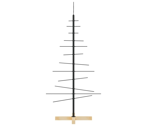 Árbol de Navidad metal negro con base de madera 120 cm