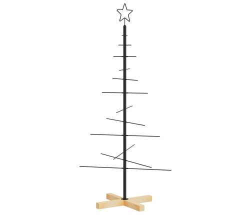 Árbol de Navidad metal negro con base de madera 120 cm