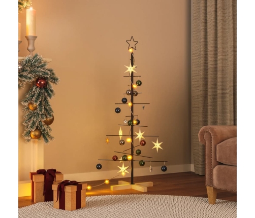 Árbol de Navidad metal negro con base de madera 120 cm