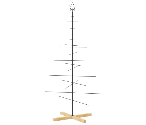 Árbol de Navidad metal negro con base de madera 150 cm