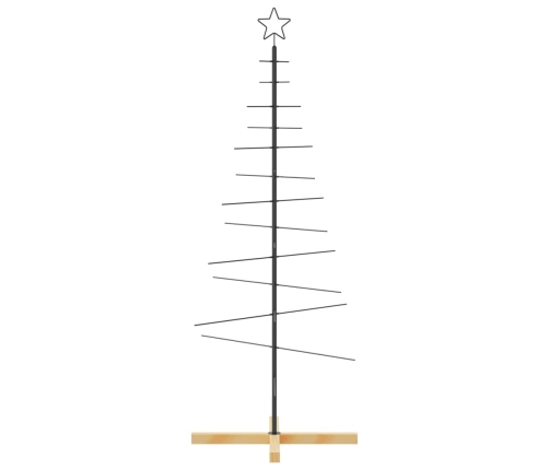 Árbol de Navidad metal negro con base de madera 150 cm