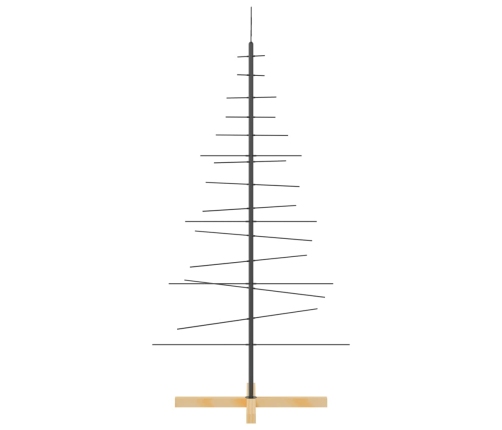 Árbol de Navidad metal negro con base de madera 150 cm