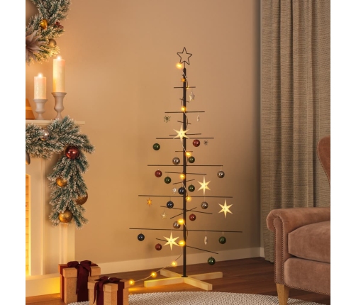 Árbol de Navidad metal negro con base de madera 150 cm