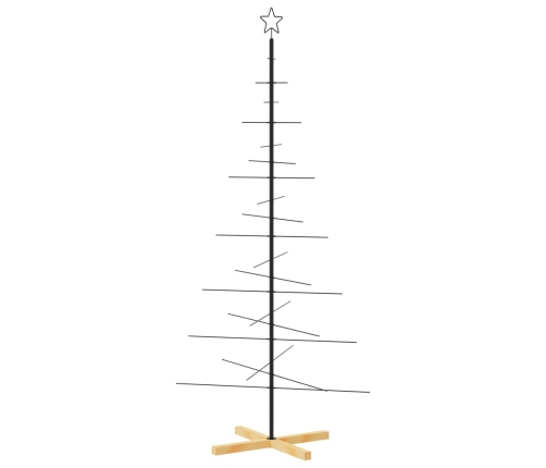 Árbol de Navidad metal negro con base de madera 180 cm