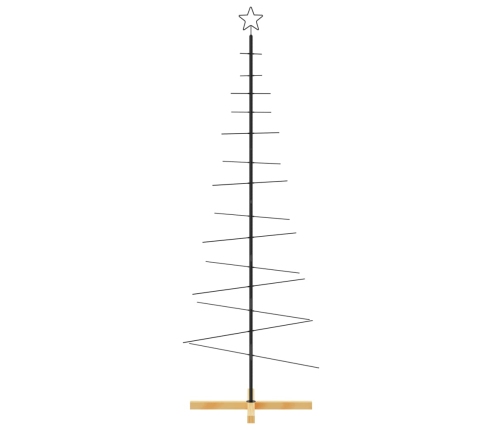 Árbol de Navidad metal negro con base de madera 180 cm