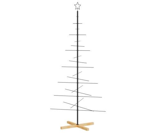 Árbol de Navidad metal negro con base de madera 180 cm