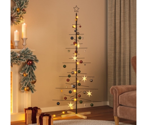 Árbol de Navidad metal negro con base de madera 180 cm