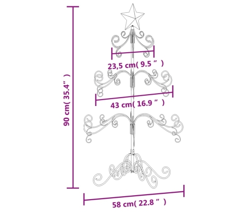 Árbol de Navidad para decoración metal negro 90 cm