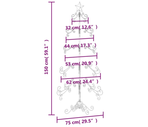 Árbol de Navidad para decoración metal negro 150 cm