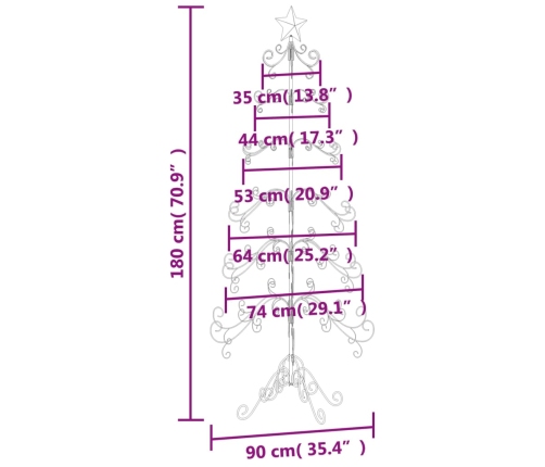 Árbol de Navidad para decoración metal negro 180 cm