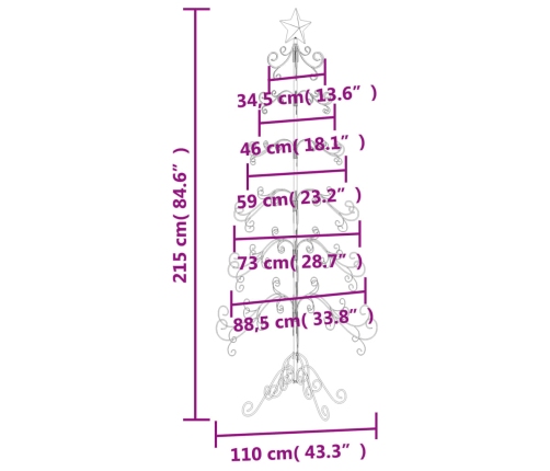 Árbol de Navidad para decoración metal negro 215 cm