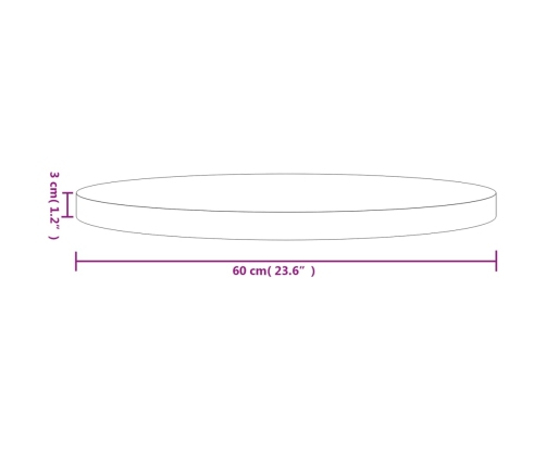 Tablero de mesa redondo madera maciza de pino Ø60x3 cm