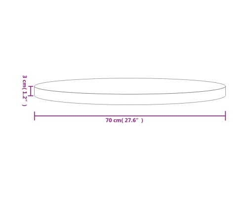 Tablero de mesa redondo madera maciza de pino Ø70x3 cm