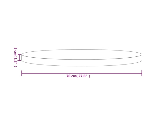 Tablero de mesa redondo madera maciza de pino blanco Ø70x3 cm