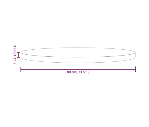 Tablero de mesa redondo madera maciza de pino Ø80x3 cm