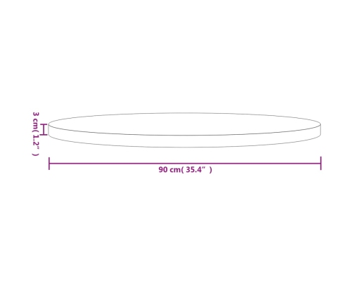 Tablero de mesa redondo madera maciza de pino blanco Ø90x3 cm