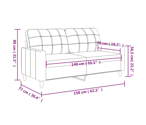 Sofá de 2 plazas de tela color crema 140 cm