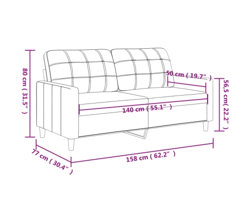 Sofá de 2 plazas de tela marrón 140 cm