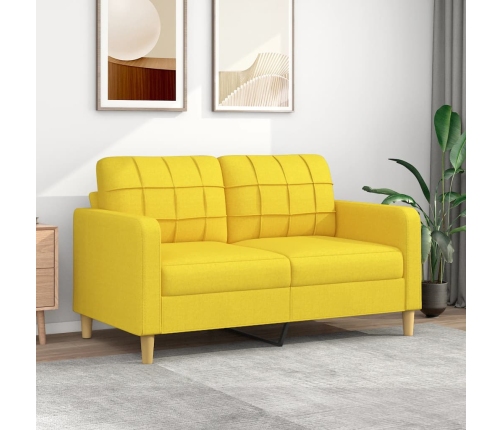 vidaXL Sofá de 2 plazas de tela amarillo claro 140 cm