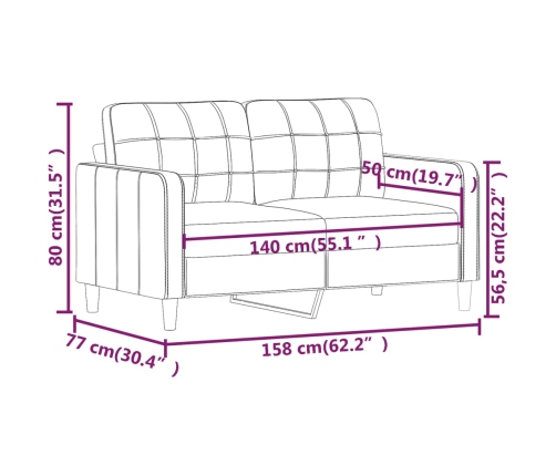 Sofá de 2 plazas de tela rojo tinto 140 cm