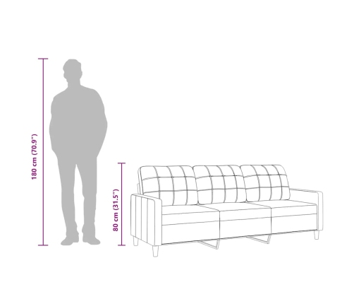 Sofá de 3 plazas de tela crema 180 cm