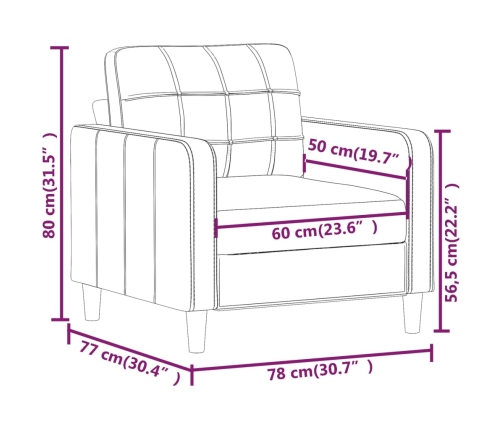 Sillón cuero sintético crema 60 cm