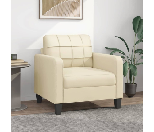 Sillón cuero sintético crema 60 cm