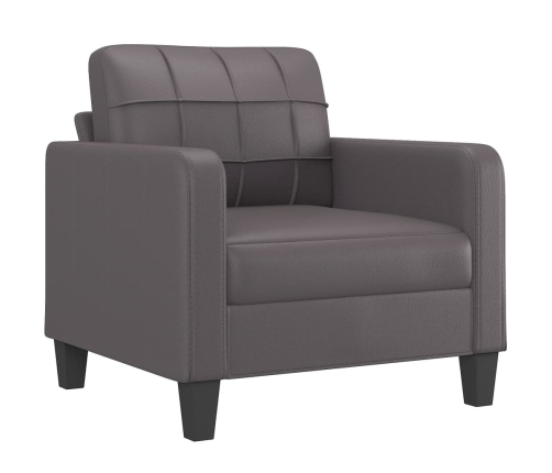 Sillón cuero sintético gris 60 cm