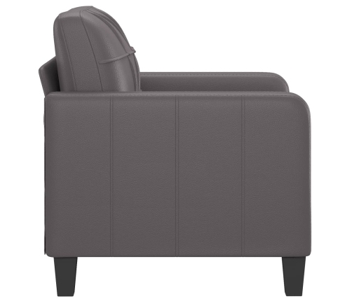 Sillón cuero sintético gris 60 cm