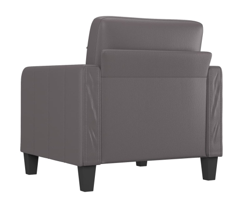 Sillón cuero sintético gris 60 cm