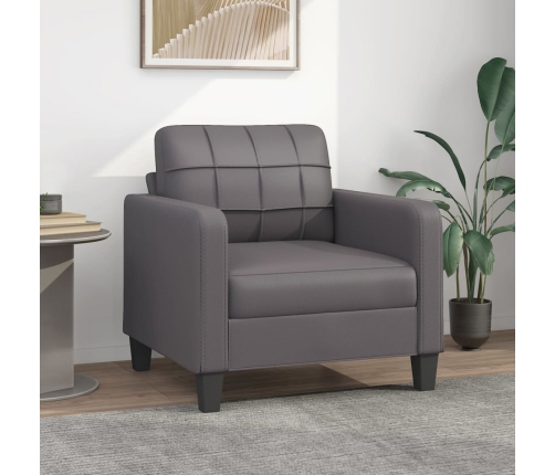 Sillón cuero sintético gris 60 cm