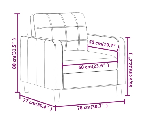 Sillón cuero sintético color capuchino 60 cm