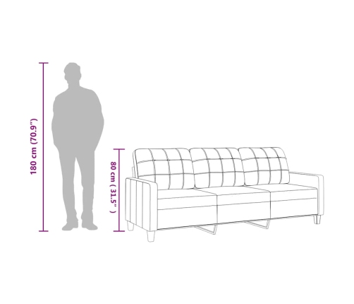 Sofá de 3 plazas de cuero sintético rojo vino 180 cm