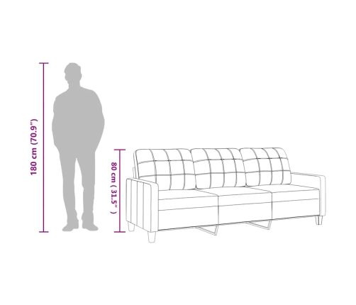 Sofá de 3 plazas de cuero sintético color capuchino 180 cm