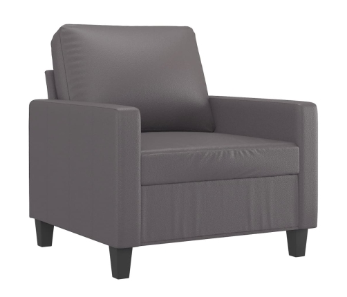 Sillón cuero sintético gris 60 cm