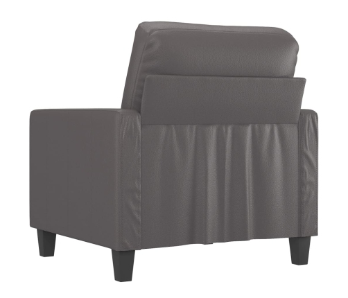 Sillón cuero sintético gris 60 cm