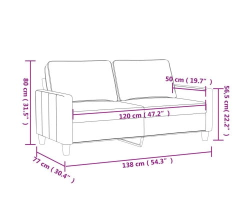 Sofá de 2 plazas de cuero sintético color crema 120 cm