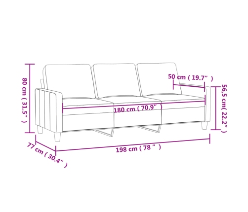 Sofá de 3 plazas de cuero sintético negro 180 cm