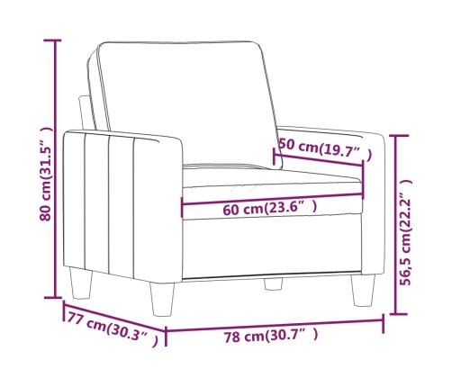 vidaXL Sillón de tela gris claro 60 cm