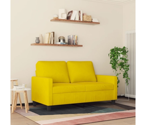 Sofá de 2 plazas terciopelo amarillo 120 cm