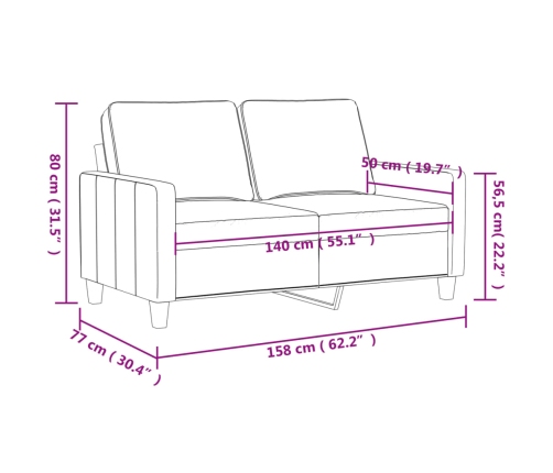 Sofá de 2 plazas terciopelo rosa 140 cm