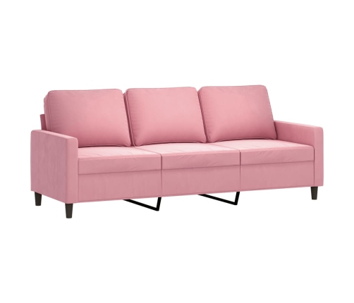 Sofá de 3 plazas terciopelo rosa 180 cm