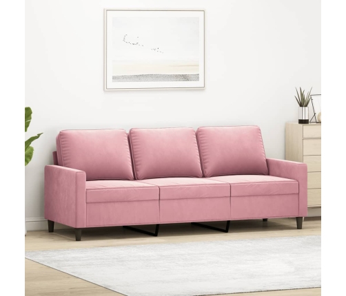 Sofá de 3 plazas terciopelo rosa 180 cm