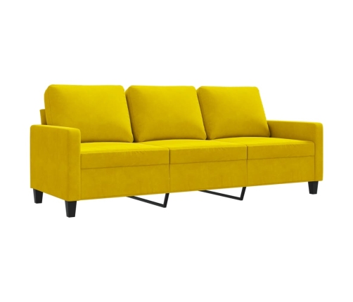 Sofá de 3 plazas terciopelo amarillo 180 cm