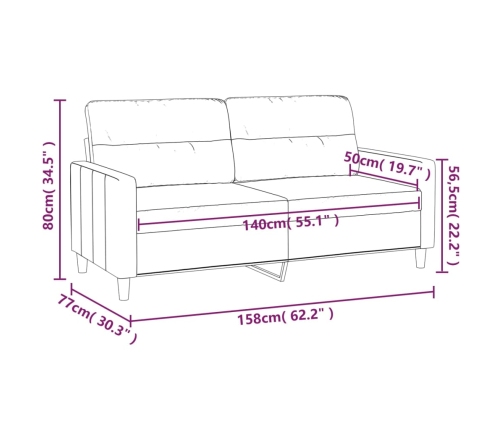 Sofá de 2 plazas de tela color crema 140 cm