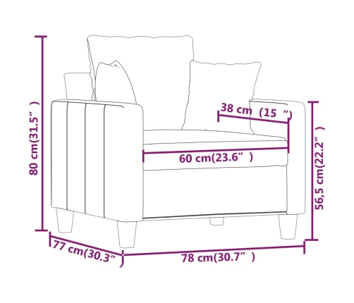 Sillón de tela marrón 60 cm