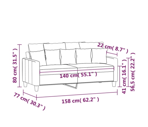 Sofá de 2 plazas de tela amarillo claro 140 cm